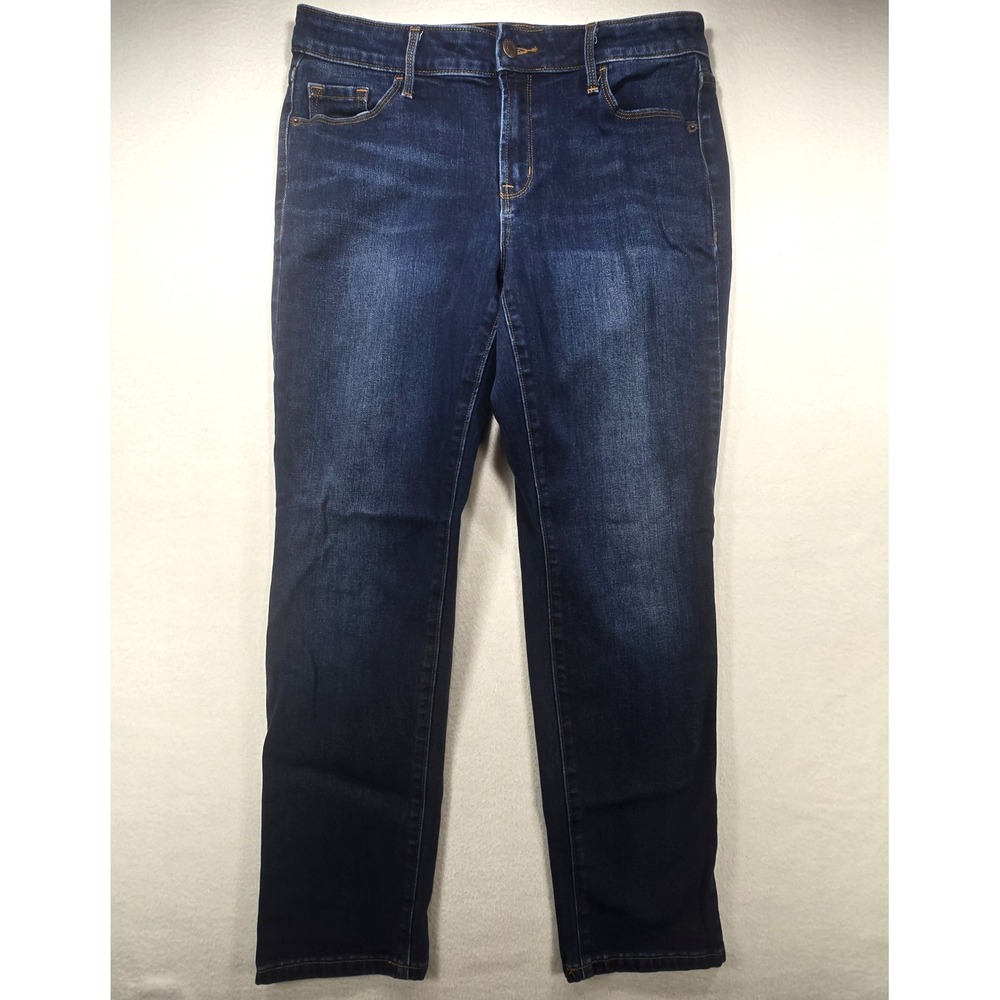 Old Navy Power Slim Straight Jeans Womens 10 Dark Wash Denim Mid Rise Stretch